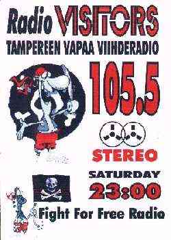 Tampereella 1998 toimineen Radio Visitorsin juliste